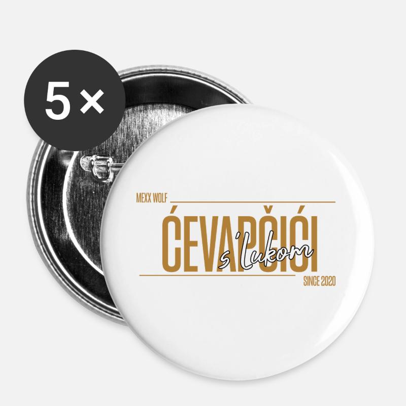 Cevapcici - Buttons groß 56 mm (5er Pack) - Weiß