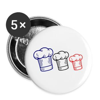 Toque drapeau français - Lot de 5 grands badges (56 mm) - blanc - Devant