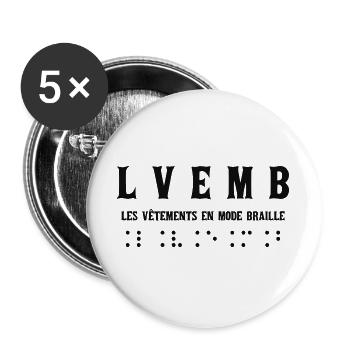 Elegante Braille-Mode für alle - Buttons groß 56 mm (5er Pack) - Weiß - Vorne