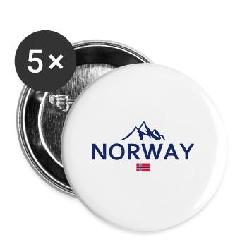 Norvège - Norvège - Norvège - Drapeau - Scandinavie - Lot de 5 grands badges (56 mm) - blanc - Devant