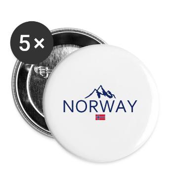 Norvège - Norvège - Norvège - Drapeau - Scandinavie - Lot de 5 grands badges (56 mm) - blanc - Devant