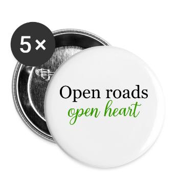 Offene Straßen Offenes Herz Reisen Freiheit Seele - Buttons groß 56 mm (5er Pack) - Weiß - Vorne