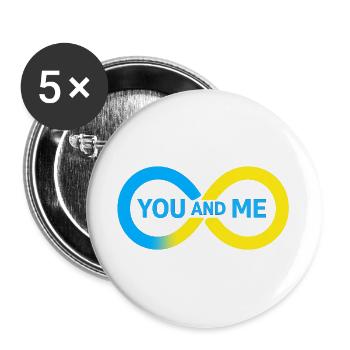 Lebendige Freundschaftsillustration - Buttons groß 56 mm (5er Pack) - Weiß - Vorne