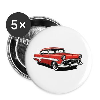 Retro Classic US Car Print - Buttons large 2.2''/56 mm (5-pack) - white - Front