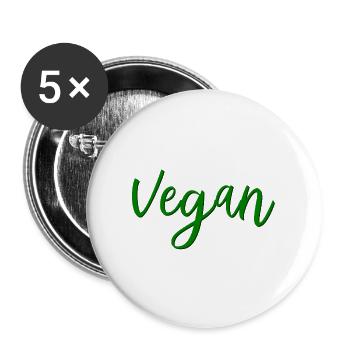 Vegan - Veganerin - Veganer - Buttons groß 56 mm (5er Pack) - Weiß - Vorne