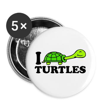 I Love Turtles I Love Logo Cute - Buttons large 2.2''/56 mm (5-pack) - white - Front