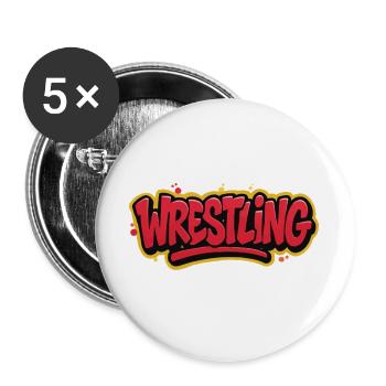 Wrestling Graffiti Lettering - Buttons large 2.2''/56 mm (5-pack) - white - Front