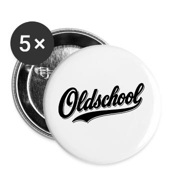 T-shirt rétro à logo oldschool - Lot de 5 grands badges (56 mm) - blanc - Devant