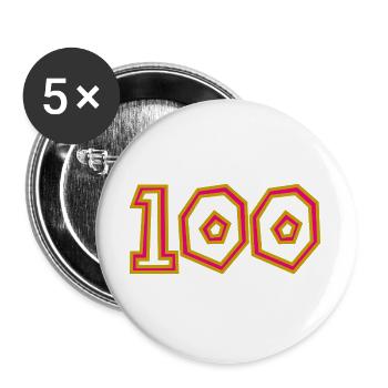 100. 100 JAHRE. 100-JÄHRIGES JUBILÄUM. GEBURTSTAG 100 - Buttons groß 56 mm (5er Pack) - Weiß - Vorne