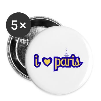 Ich liebe Paris - Buttons groß 56 mm (5er Pack) - Weiß - Vorne