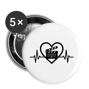 Cinema Heart Clapper - Buttons large 2.2''/56 mm (5-pack) - white - Front