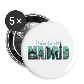 Je suis tombé amoureux de Madrid - Spain Fun - Lot de 5 grands badges (56 mm) - blanc - Devant