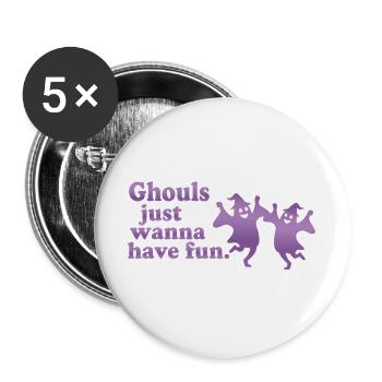 Halloween Festliche Geister - Buttons groß 56 mm (5er Pack) - Weiß - Vorne