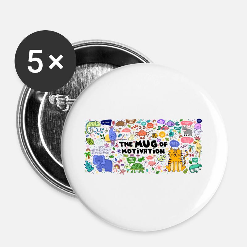 Tasse der Motivation - Buttons groß 56 mm (5er Pack) - Weiß