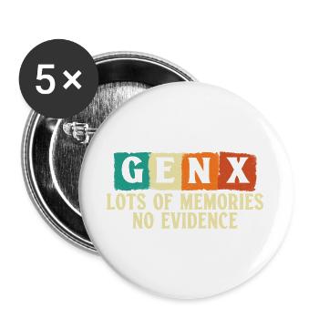 Gen X Memories No Evidence Funny Vintage Humor - Buttons large 2.2''/56 mm (5-pack) - white - Front