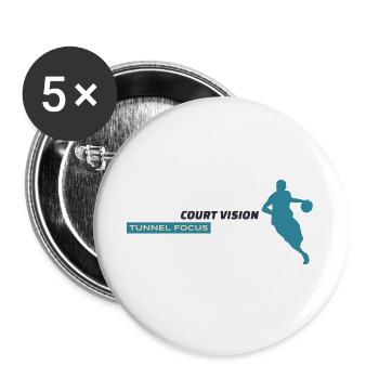 Court Vision. Tunnel Focus. – Blue Design - Buttons large 2.2''/56 mm (5-pack) - white - Front