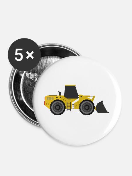 Bagger - Buttons groß 56 mm (5er Pack) - Weiß