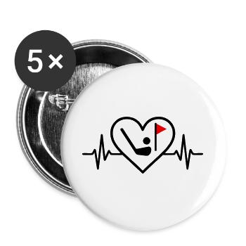 Golf Heart Sport Passion Ball Raquette - Lot de 5 grands badges (56 mm) - blanc - Devant