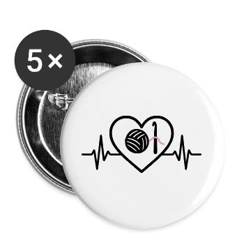 Crochet Knit Heart Ball Pink Hobby Woman - Buttons large 2.2''/56 mm (5-pack) - white - Front