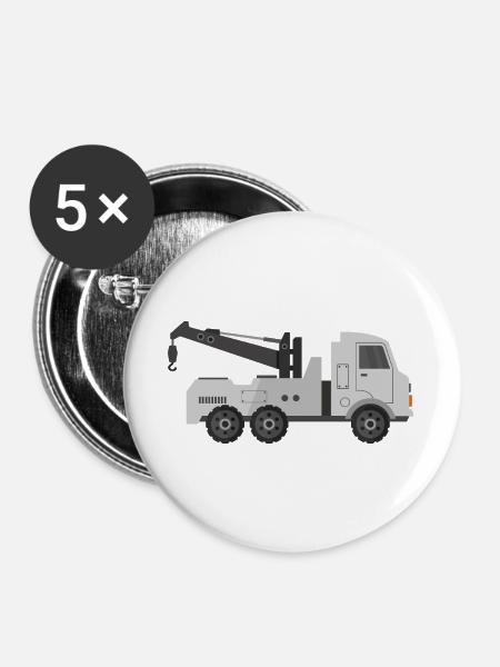 Abschleppwagen - Buttons groß 56 mm (5er Pack) - Weiß