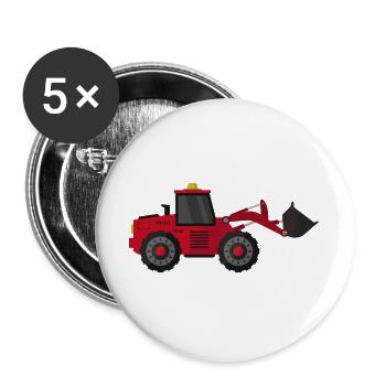 Excavatrice - Lot de 5 grands badges (56 mm) - blanc - Devant