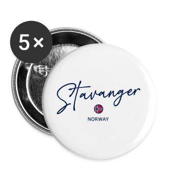 Stavanger - Norway Flag - Norge - Norwegen - Buttons large 2.2''/56 mm (5-pack) - white - Front