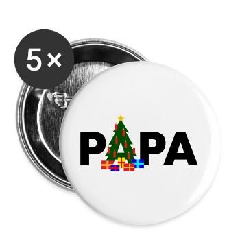 Papa Weihnachtsbaum - Buttons groß 56 mm (5er Pack) - Weiß - Vorne