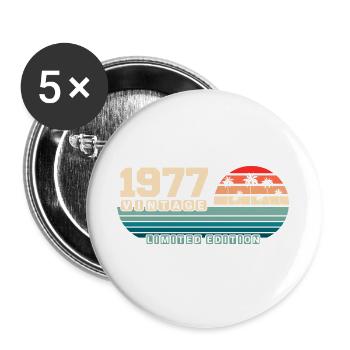 48th Birthday 1977 Vintage 1977 Retro Sunset - Buttons large 2.2''/56 mm (5-pack) - white - Front