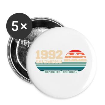 33. Geburtstag 1992 Vintage 1992 Retro Sunset - Buttons groß 56 mm (5er Pack) - Weiß - Vorne