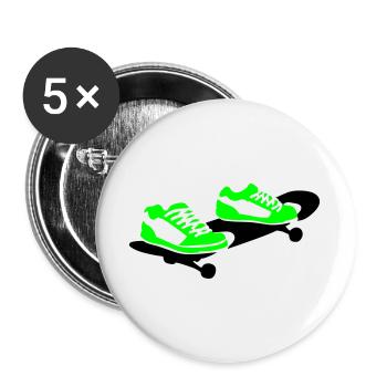 Skateboard - Lot de 5 grands badges (56 mm) - blanc - Devant