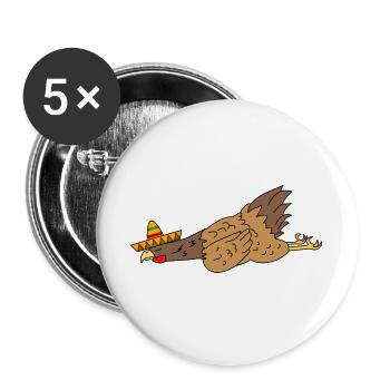 Funny Chicken Sombrero Tired Cinco De Mayo Fiesta  - Buttons large 2.2''/56 mm (5-pack) - white - Front