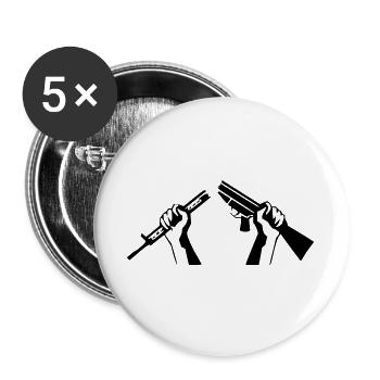 Zerbrochenes Gewehr - Friedenssymbol - Buttons groß 56 mm (5er Pack) - Weiß - Vorne