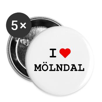 Ich liebe Mölndal - I love Mölndal  - Buttons groß 56 mm (5er Pack) - Weiß - Vorne