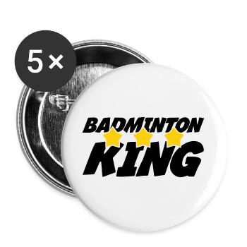 The King of Badminton - Buttons large 2.2''/56 mm (5-pack) - white - Front