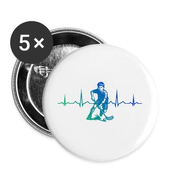 Minimalistisches Floorball Motiv - Buttons groß 56 mm (5er Pack) - Weiß - Vorne