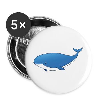 Blue Whale Cartoon - Buttons large 2.2''/56 mm (5-pack) - white - Front