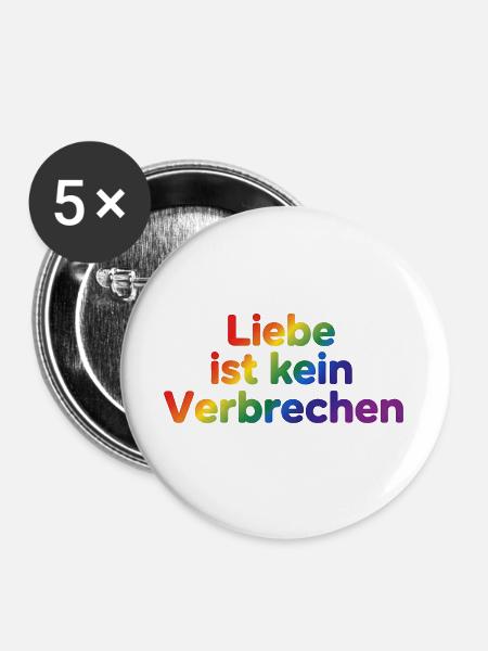 Liebe ist kein Verbrechen – Pride Statement - Buttons groß 56 mm (5er Pack) - Weiß