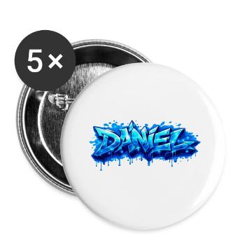 Graffiti DANIEL Name Gift Ideal Printable - Buttons large 2.2''/56 mm (5-pack) - white - Front