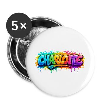 Graffiti Charlotte Name Gift Ideal Printable - Buttons large 2.2''/56 mm (5-pack) - white - Front