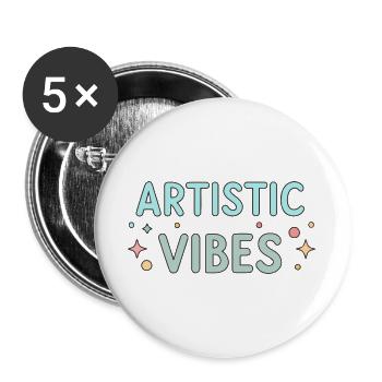 Pastel Artistic Vibes - Buttons large 2.2''/56 mm (5-pack) - white - Front