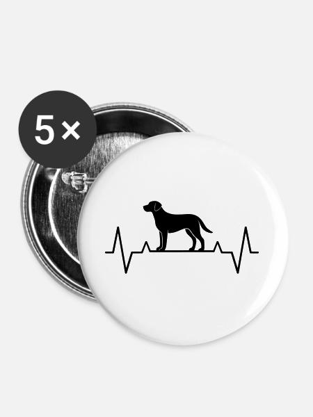 Gift idea dog mom Labrador heartbeat ECG - Buttons large 2.2''/56 mm (5-pack) - white