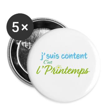 Es ist Frühling - Buttons groß 56 mm (5er Pack) - Weiß - Vorne