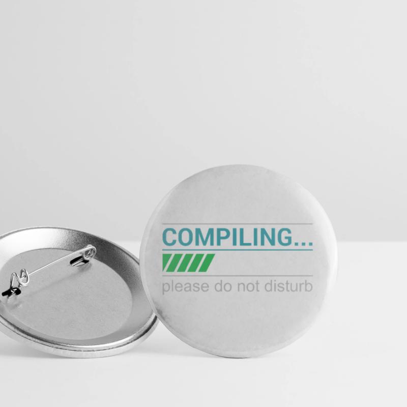 Funny Programmer T-Shirt - Compiling Please Buttons large 2.2''/56 mm (5-pack)