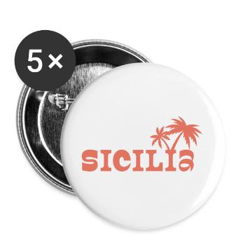 Sicilia Palm Island Sonnenuntergang - Buttons groß 56 mm (5er Pack) - Weiß - Vorne
