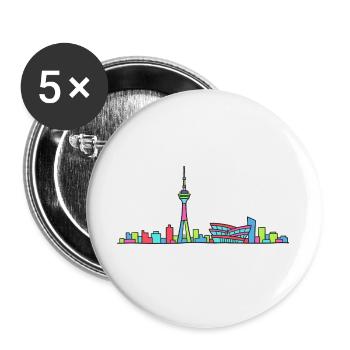 Stuttgarter Stadtskyline Fernsehturm Moderne Linienzeichnung - Buttons groß 56 mm (5er Pack) - Weiß - Vorne