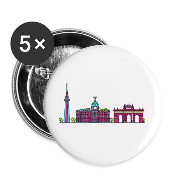 Madrid City Skyline Royal Palac Line Art - Buttons large 2.2''/56 mm (5-pack) - white - Front