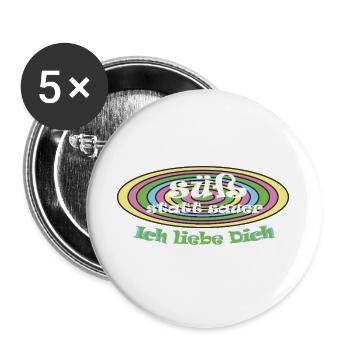 süß statt sauer Valentinstag  Versöhnung - Buttons groß 56 mm (5er Pack) - Weiß - Vorne