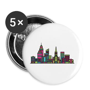 Sheffield City Skyline Town Hall Modern Line Art - Buttons large 2.2''/56 mm (5-pack) - white - Front
