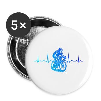 Motif emblématique du vélo de route - Lot de 5 grands badges (56 mm) - blanc - Devant