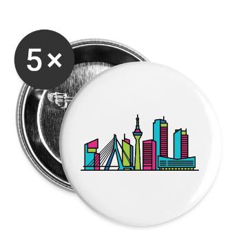 Amsterdam City Skyline Canal beherbergt Linienzeichnungen - Buttons groß 56 mm (5er Pack) - Weiß - Vorne